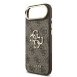 Guess PU Leather 4G Metal Logo Gold Frame Brown Kryt iPhone 17 Air