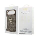 Guess PU Leather 4G Metal Logo Gold Frame Brown Kryt iPhone 17 Air