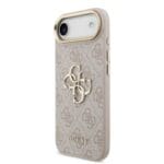 Guess PU Leather 4G Metal Logo Gold Frame Pink Kryt iPhone 17 Air