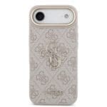 Guess PU Leather 4G Metal Logo Gold Frame Pink Kryt iPhone 17 Air