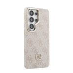 Guess PU Leather 4G Strass Logo Gold Frame Magnetic Pink Kryt Samsung Galaxy S26 Ultra