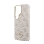 Guess PU Leather 4G Strass Logo Gold Frame Magnetic Pink Kryt Samsung Galaxy S26 Ultra