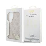 Guess PU Leather 4G Strass Logo Gold Frame Magnetic Pink Kryt Samsung Galaxy S26 Ultra