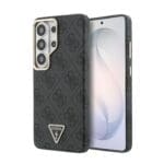Guess PU Leather 4G Strass Triangle Logo Gold Frame Magnetic Black Kryt Samsung Galaxy S26 Ultra