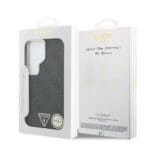 Guess PU Leather 4G Strass Triangle Logo Gold Frame Magnetic Black Kryt Samsung Galaxy S26 Ultra