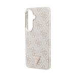Guess PU Leather 4G Strass Triangle Logo Gold Frame Magnetic Pink Kryt Samsung Galaxy S26