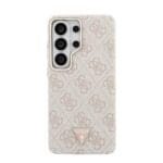 Guess PU Leather 4G Strass Triangle Logo Gold Frame Magnetic Pink Kryt Samsung Galaxy S26 Ultra
