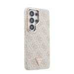 Guess PU Leather 4G Strass Triangle Logo Gold Frame Magnetic Pink Kryt Samsung Galaxy S26 Ultra