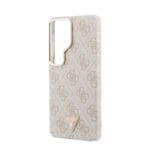 Guess PU Leather 4G Strass Triangle Logo Gold Frame Magnetic Pink Kryt Samsung Galaxy S26 Ultra