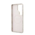 Guess PU Leather 4G Strass Triangle Logo Gold Frame Magnetic Pink Kryt Samsung Galaxy S26 Ultra