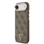 Guess PU Leather 4G Strass Triangle Logo Gold Frame MagSafe Brown Kryt iPhone 17 Air