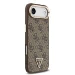 Guess PU Leather 4G Strass Triangle Logo Gold Frame MagSafe Brown Kryt iPhone 17 Air