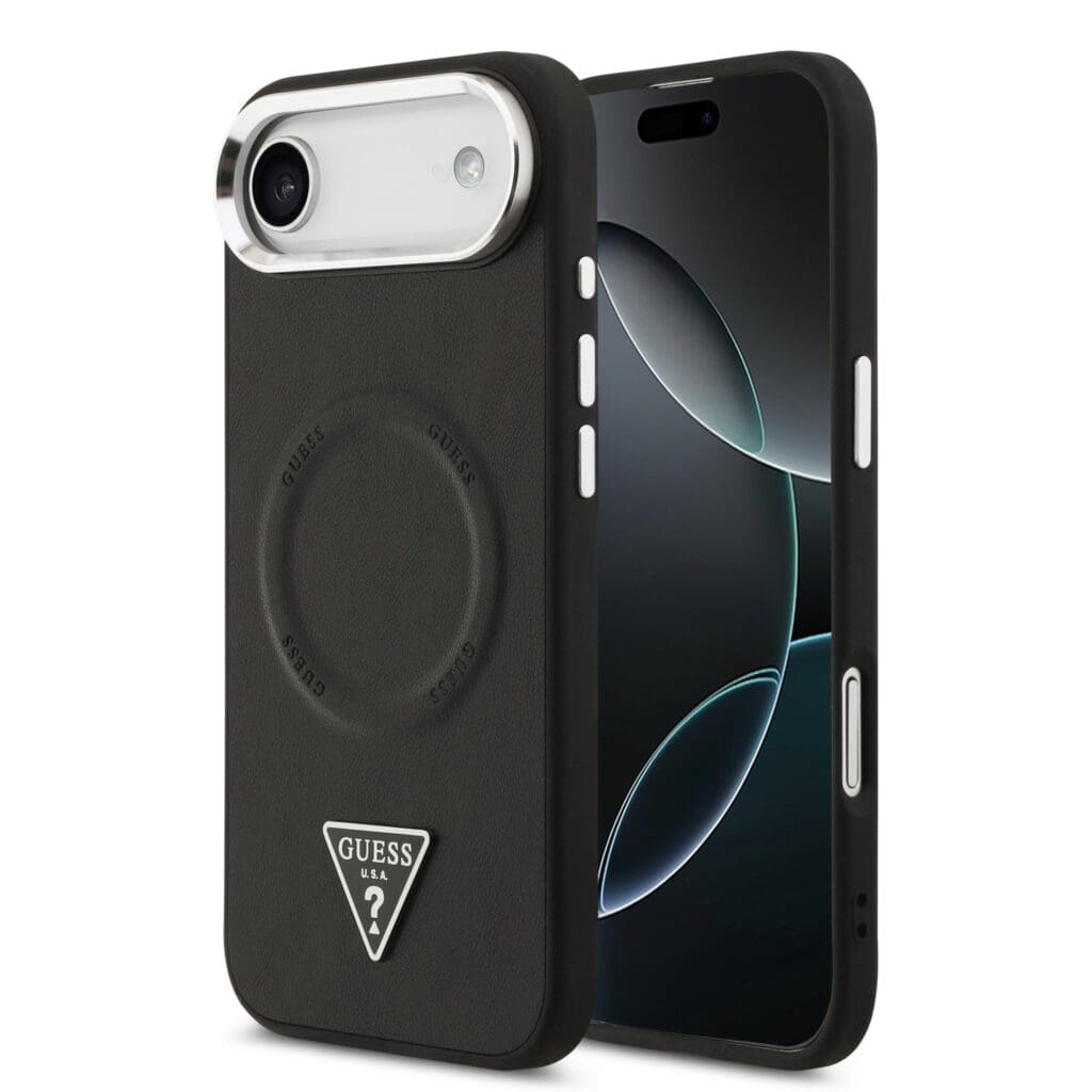 Guess PU Leather Triangle Logo MagSafe Black Kryt iPhone 17 Air