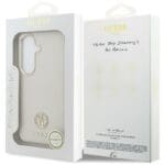 Guess Rhinestone Round Logo MagSafe Beige Kryt Samsung Galaxy S26