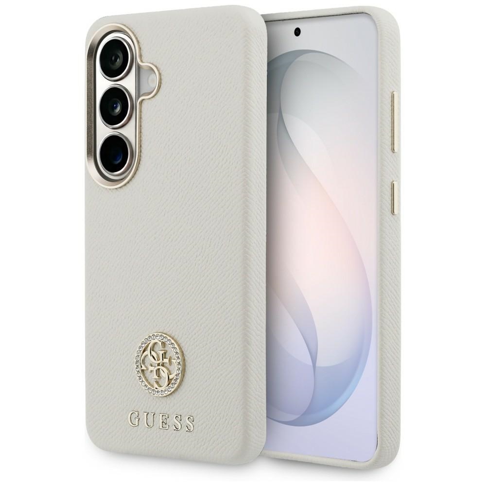 Guess Rhinestone Round Logo MagSafe Beige Kryt Samsung Galaxy S26