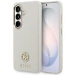 Guess Rhinestone Round Logo MagSafe Plus Beige Kryt Samsung Galaxy S26