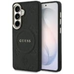 Guess Saffiano Peony Embossed Ring MagSafe Black Kryt Samsung Galaxy S26