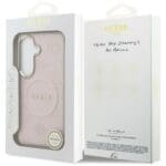 Guess Saffiano Peony Embossed Ring MagSafe Plus Pink Kryt Samsung Galaxy S26