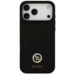 Guess Silicone Logo Strass 4G MagSafe Black Kryt iPhone 17 Pro Max