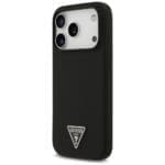 Guess Silicone Triangle Logo MagSafe Black Kryt iPhone 17 Pro