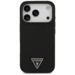 Guess Silicone Triangle Logo MagSafe Black Kryt iPhone 17 Pro