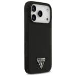Guess Silicone Triangle Logo MagSafe Black Kryt iPhone 17 Pro Max