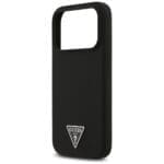 Guess Silicone Triangle Logo MagSafe Black Kryt iPhone 17 Pro Max