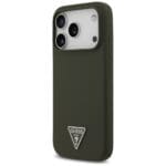 Guess Silicone Triangle Logo MagSafe Khaki Kryt iPhone 17 Pro