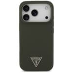 Guess Silicone Triangle Logo MagSafe Khaki Kryt iPhone 17 Pro