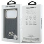 Karl Lagerfeld Croco KL Script Logo MagSafe Black Kryt iPhone 17 Pro