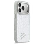 Karl Lagerfeld Croco KL Script Logo MagSafe Silver Kryt iPhone 17 Pro