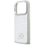 Karl Lagerfeld Croco KL Script Logo MagSafe Silver Kryt iPhone 17 Pro