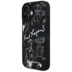 Karl Lagerfeld Grained Pattern & Logo MagSafe Black Kryt iPhone 16