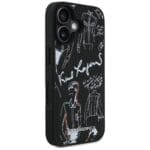 Karl Lagerfeld Grained Pattern & Logo MagSafe Black Kryt iPhone 16