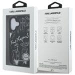 Karl Lagerfeld Grained Pattern & Logo MagSafe Black Kryt iPhone 16