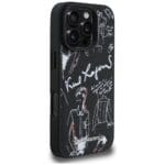 Karl Lagerfeld Grained Pattern & Logo MagSafe Black Kryt iPhone 16 Pro