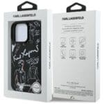 Karl Lagerfeld Grained Pattern & Logo MagSafe Black Kryt iPhone 16 Pro