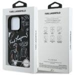 Karl Lagerfeld Grained Pattern & Logo MagSafe Black Kryt iPhone 16 Pro Max