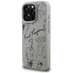 Karl Lagerfeld Grained Pattern & Logo MagSafe Grey Kryt iPhone 16 Pro