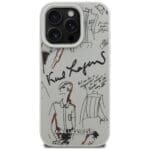 Karl Lagerfeld Grained Pattern & Logo MagSafe Grey Kryt iPhone 16 Pro
