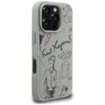 Karl Lagerfeld Grained Pattern & Logo MagSafe Grey Kryt iPhone 16 Pro