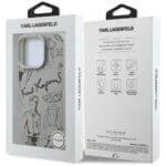 Karl Lagerfeld Grained Pattern & Logo MagSafe Grey Kryt iPhone 16 Pro