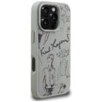 Karl Lagerfeld Grained Pattern & Logo MagSafe Grey Kryt iPhone 16 Pro Max