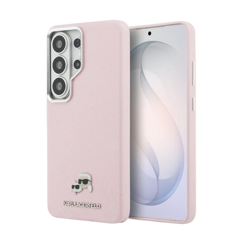 Karl Lagerfeld Grained PU Leather K&CH Heads Magnetic Pink Kryt Samsung Galaxy S26 Ultra