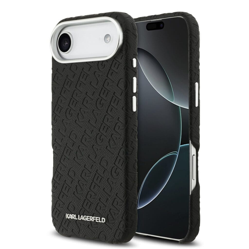 Karl Lagerfeld Grained PU Repeated Logo MagSafe Black Kryt iPhone 17 Air