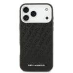 Karl Lagerfeld Grained PU Repeated Logo MagSafe Black Kryt iPhone 17 Pro Max