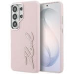 Karl Lagerfeld Grained Signature Metal Resin Logo Pink Kryt Samsung Galaxy S26 Ultra