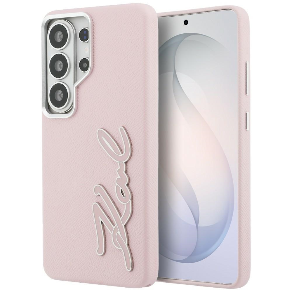 Karl Lagerfeld Grained Signature Metal Resin Logo Pink Kryt Samsung Galaxy S26 Ultra