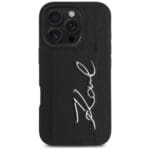 Karl Lagerfeld HC Grained PU Cardslot Metal Signature Black Kryt iPhone 16 Pro