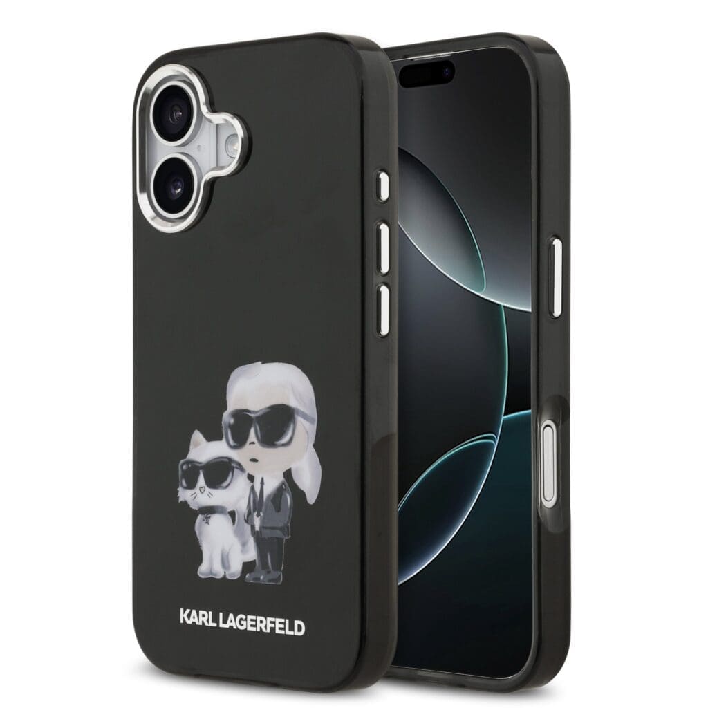 Karl Lagerfeld IML Aquarelle Karl and Choupette Black Kryt iPhone 17